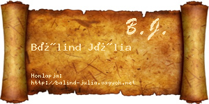 Bálind Júlia névjegykártya